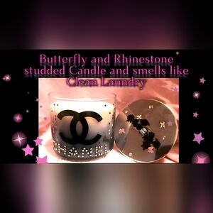 New Butterfly And Rhinestone Studded Candle